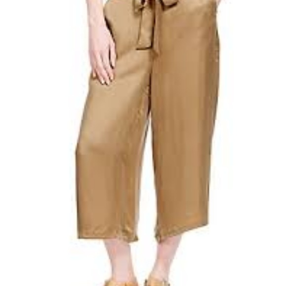 Satin Type Cropped Wide Leg Trousers Sz UK10/ US8 - Picture 2 of 4